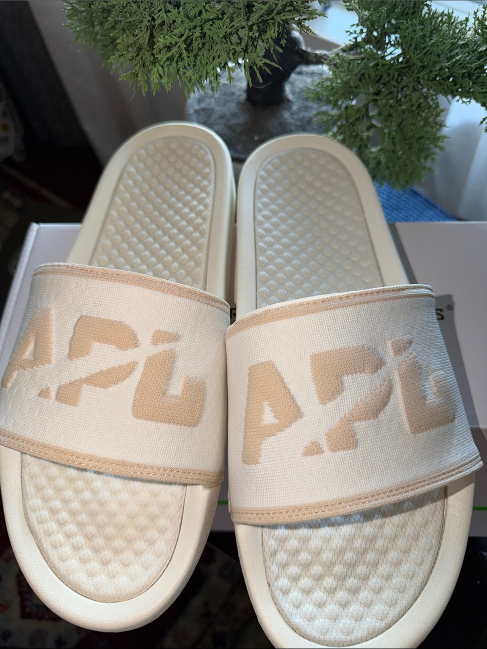 Men’s APL Cream & Beige Logo Slide Sandals - Picture 3 of 6